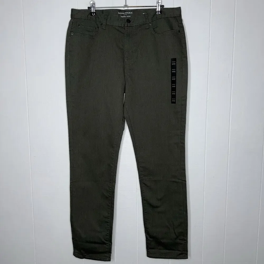 Banana Republic Men’s Travel Jean Athletic Fit Green Size 34x32 NWOT